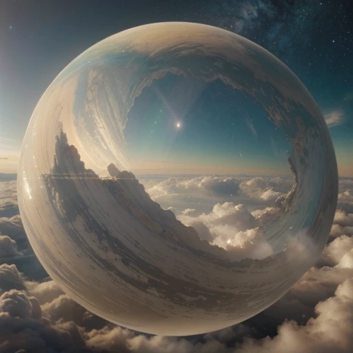 a world where colors dance and swirl in the sky, creating a symphony of hues and tones, taupe, ivory, white, beige, and soft sage color scheme the cosmic sky
