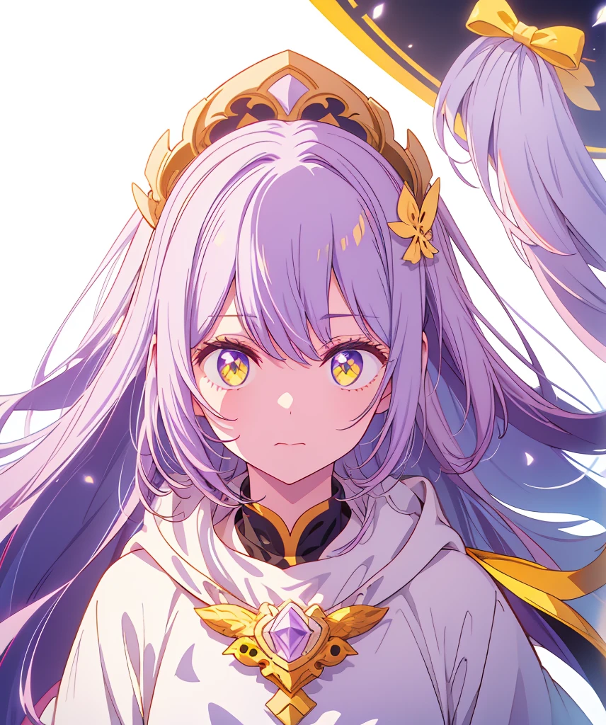 light purple hair、white hair、yellow eyes、princess cut、Patsun Hair、black hoodie、hat、white background、simple background、icon