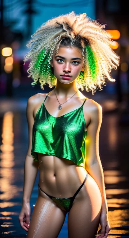 [nudity, explicit] girl youtuber,(((1girl))),((extremely cute and beautiful green curly-haired girl)),

(short breasts:1.4),(((green curly hair:1.35,very curly hair,colored inner hair,ear breathing,short hair))),((green eyes:1.3,upturned eyes:1.erfect eyes,beautiful detailed eyes,rainbow glows ultra-detailed yellow green eyes:1.1,gradient eyes:1,finely detailed beautiful eyes:1,symmetrical eyes:1,big highlight on eyes:1.2)),((fat)),(((lustrous skin:1.5,bright skin: 1.5,skin tanned,shiny skin,very shiny skin,shiny body,plastic glitter skin,exaggerated shiny skin,illuminated skin,wet legs))),delicate detailed fingers,detailed body,human hands,(detailed face),

nude,cute,slutty,seductive,erotic,(((nsfw))),

zettai ryouiki,revealing clothing,show skin,((rave minkirt,visible thong straps,white loose tank top with an sexy print)),((wet clothes,detailed outfit,detailed clothes)),

(dynamic pose:1.0),embarrassed,(centered,scale to fit dimensions,Rule of thirds),

cyberpunk city by the ocean at night, with bright neon signs and dark stormy clouds and puddles,

High resolution, sharp focus, (ultra detailed, extremely detailed), (photorealistic artwork:1.37), 8k wallpaper,((synthwave background theme)),((vibrant colors)),(intricate),masterpiece,(best quality),