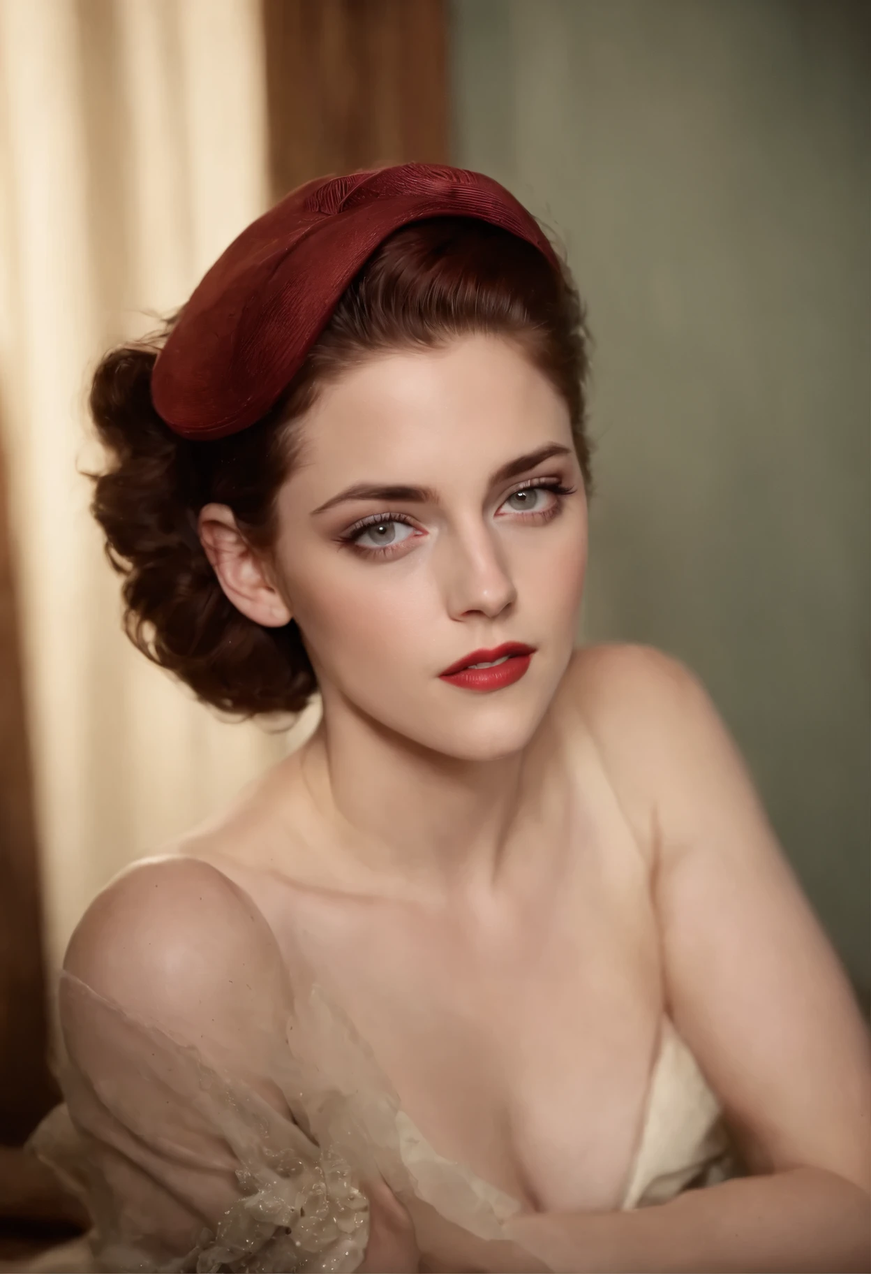 Kristen Stewart as a 1940s pinup model