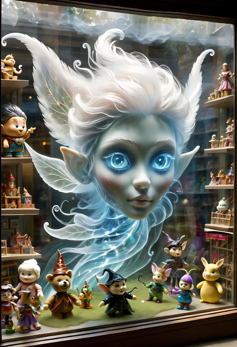 (toy store window:1.5),魔法toy store window里渗出一股神奇的魔法能量,Energy transformed into transparent face,Toy racks are neatly arranged in the glass showcase,The magical face floating outside the window,locked in window,trapped in toys,Transparent face hidden in the window,Surreal fairy tale fantasy,Epic fairy tale fantasy,Gothic magic toys,hyper detailed masterpiece, Dynamic, good quality,Giant geothermal gliderDonM3l3m3nt4lXL,