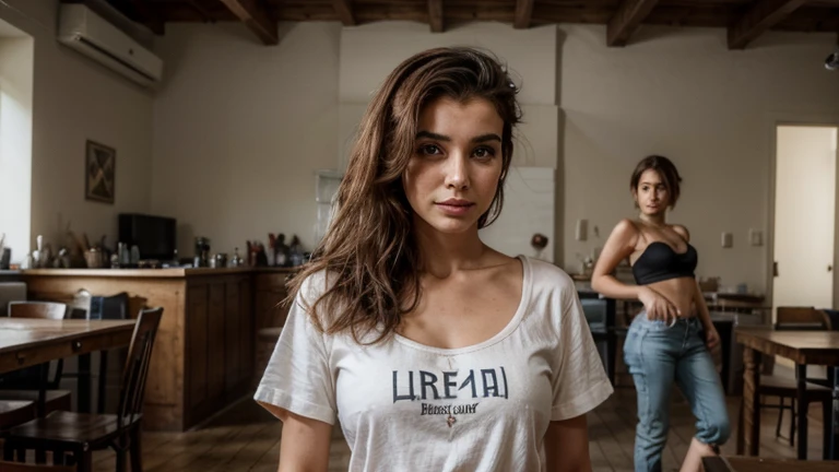 l&#39;ensemble du corps de la tête aux pieds est recommandé,prise en pied, une femme aux cheveux bruns lors d&#39;::,Bière Madison, streaming, natte, photoréaliste - , 🎀 🧟 🍓 🧚, voir, vivre2d, ressemble à Laura Barriales, — avec 9:16, Sam Nassour, 5 0 s, incroyablement mignon, sourcils droits 💄, avec un jean noire et un t-shirt un peu décolleté 