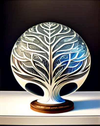 "midway multiverse" Highly detailed engraving "Southern Tree" porcelain, partially glazed, wood burning, art museum