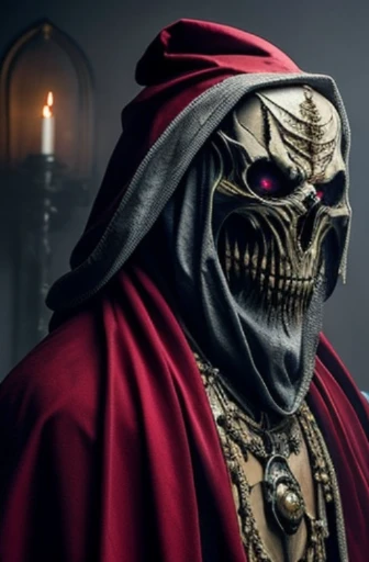 (masterpiece:1.2), ridiculous, Real photos of Mumm-Ra,alone, Rotting mummies,a poisonous and ancient sorcerer, , dry up, shrouded in rotten bandages, thin body. weird, Sickly gray skin, Wrapped in tattered and rotten bandages,haggard body, His face was hidden by a hooded red robe, glowing red eyes, poisonous, (Very detailed:1.3)