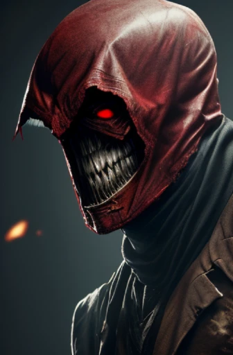 (best quality,4k,8k,highres,masterpiece:1.2),ultra-detailed,(realistic,photorealistic,photo-realistic:1.37),absurd,Mumm-Ra's actual photograph,lonesome,decayed mummy,a wicked and ancient sorcerer,shriveled,wrapped in decayed bandages,emaciated body,bizarre,skin sickly gray,encased in tattered decaying bandages,haggard, his face hidden behind a red hood,glowing malevolent red eyes,wickedly, (extremely detailed:1.3)