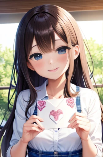 Super detailed, masterpiece, best quality, love letter, Throw,Smile,blush