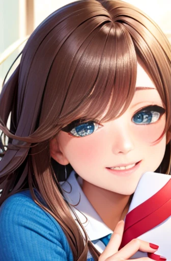 (best quality, masterful, ultra-detailed), portrait, love letter, throw, smiling, blushing
