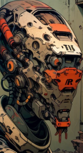 (attacking a robot, masterpiece, best quality, close up:1.4), no humans, 8k, 85mm portrait, original photo, ridiculous, view, depth of field, thin line, an overgrown, abandoned building, end of the world, post-apocalyptic, cement wall, bitumen, Rusty, dusty, human development report, sharp focus, high resolution, photography, actual, most detailed, Extremely detailed, Super detailed, fine details