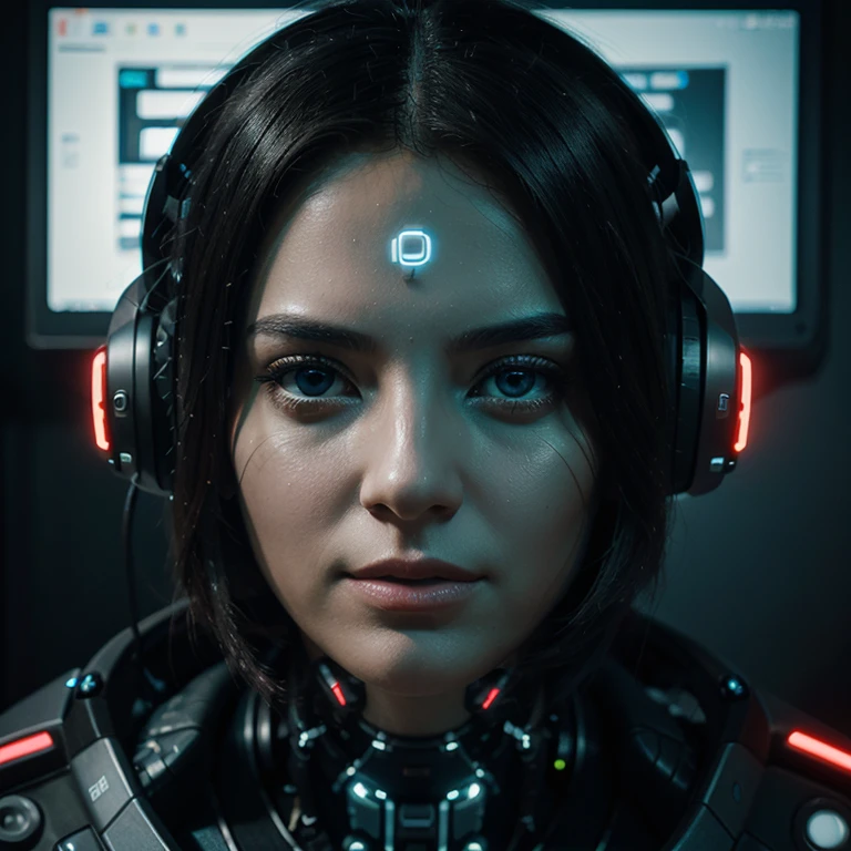 A cybernetic artist, using their advanced neural interface to create stunning works of digital art, blurring the lines between technology and creativity