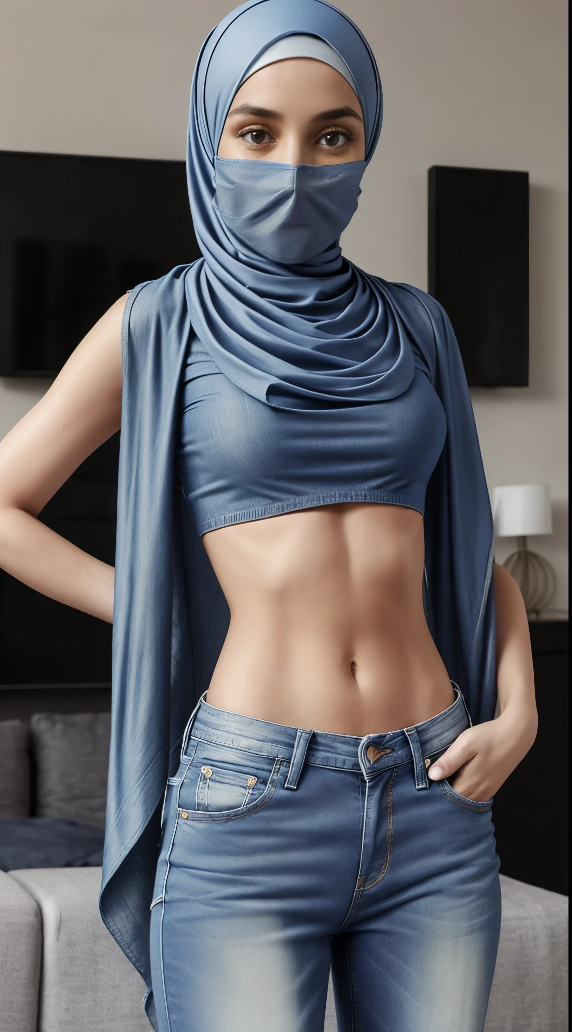 Very Skinny flat ????? (blue hijab), (short jeans) & ?????
