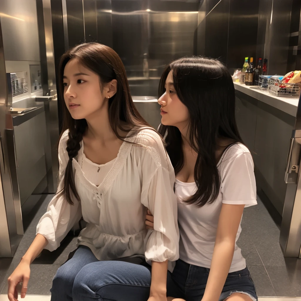 1 man, 1 woman, making love in a large restroom of a mall, (sexual arousal:1.0), (sweating:0.8)