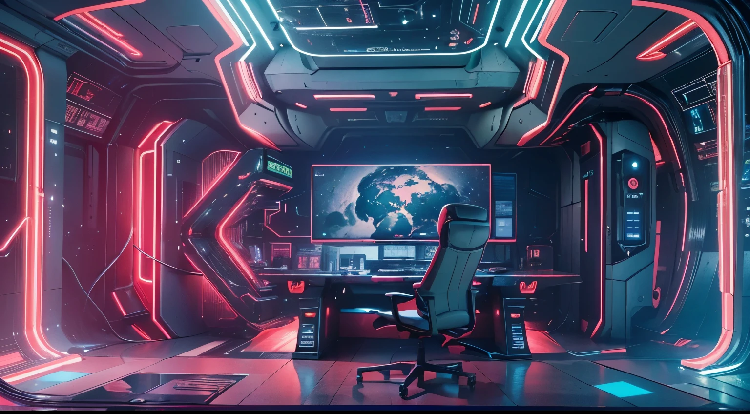 Best image quality, Masterpiece, Ultra-high resolution, (Fidelity:1.4), Photo, Movie, ((cyber punk perssonage)), cyber outfit, Futuristic, ((Award-winning ultra-realistic photos))，（Hyper-detailing），（Complicated details），（High resolution CGI artwork 8k），Futuristic cyberpunk spacestation control room, Futuristic style，There are many colors and LED lights。The spacescape should be very detailed，depth of fields。Create depth with atmospheric lightings。Use atmospheric and volumetric lighting to enhance the space detail。The room should be illuminated by neon lights, Pastel textured colored background, Colourful, vibrant