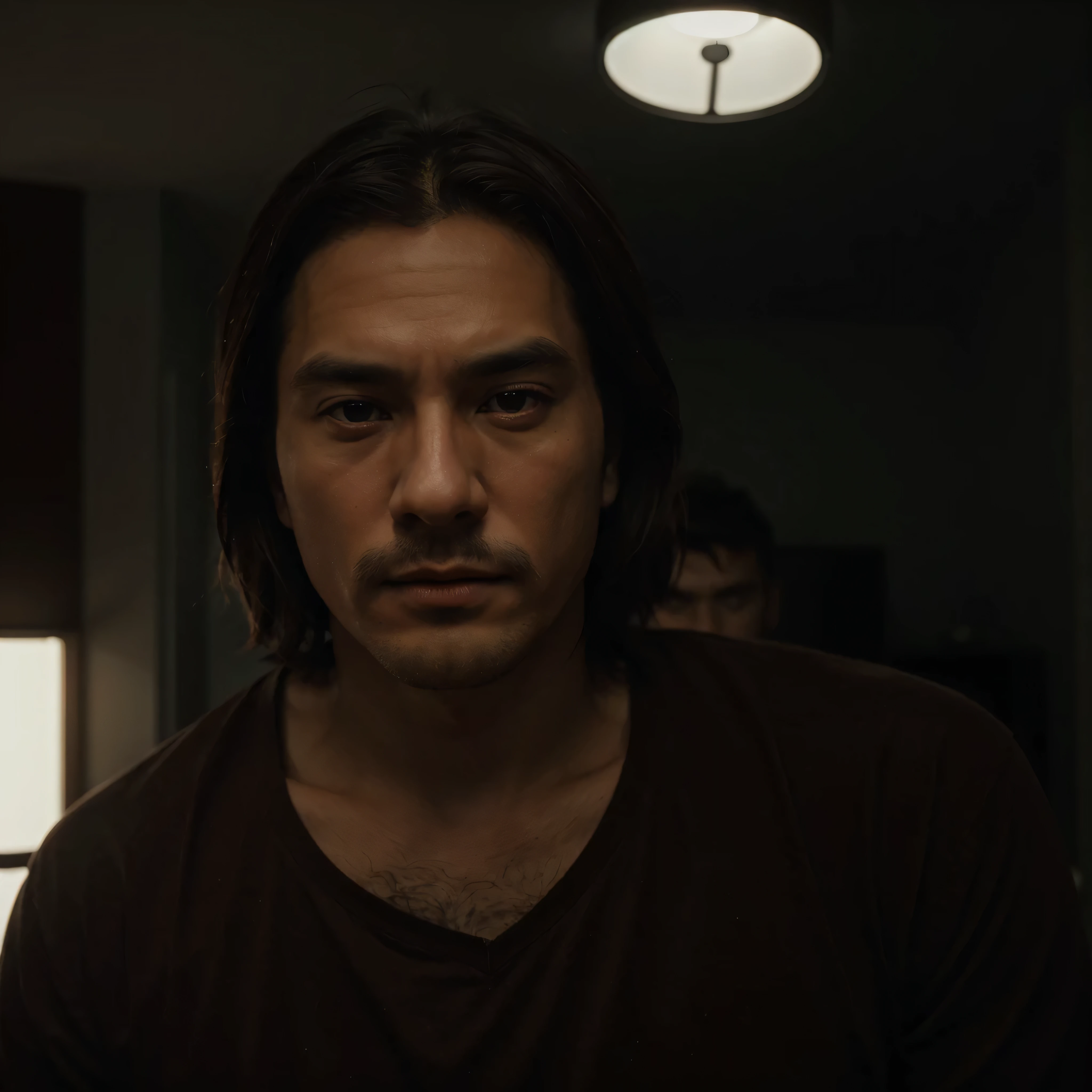 Jung man, he is lonely and depressiv, the room is dark and the only lightsource is the tv, atmospharic sight, cinematic lights, movielook, ((high quality)), ((best quality)), ((realistic)), perfekt finger
