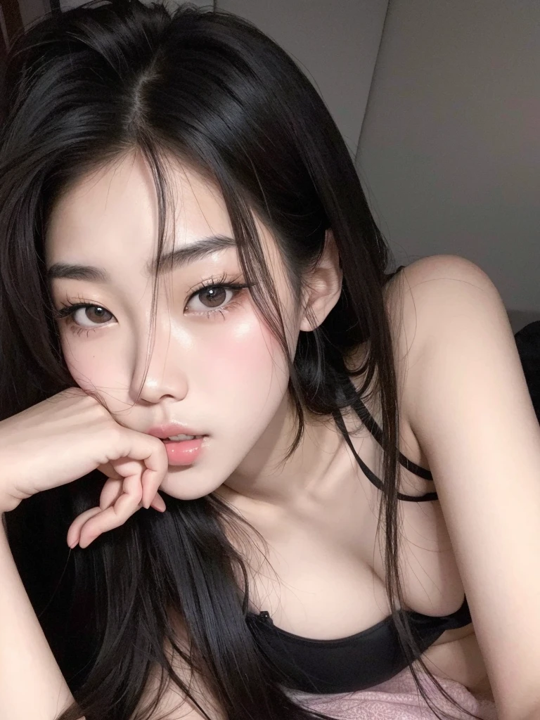 araffe asian woman in a black bra top laying on a bed, korean girl, beautiful south korean woman, gorgeous young korean woman, ulzzang, beautiful young korean woman, korean woman, beautiful asian girl, young adorable korean face, asian girl, girl cute-fine-face, sakimichan, good young girl, 18 years old