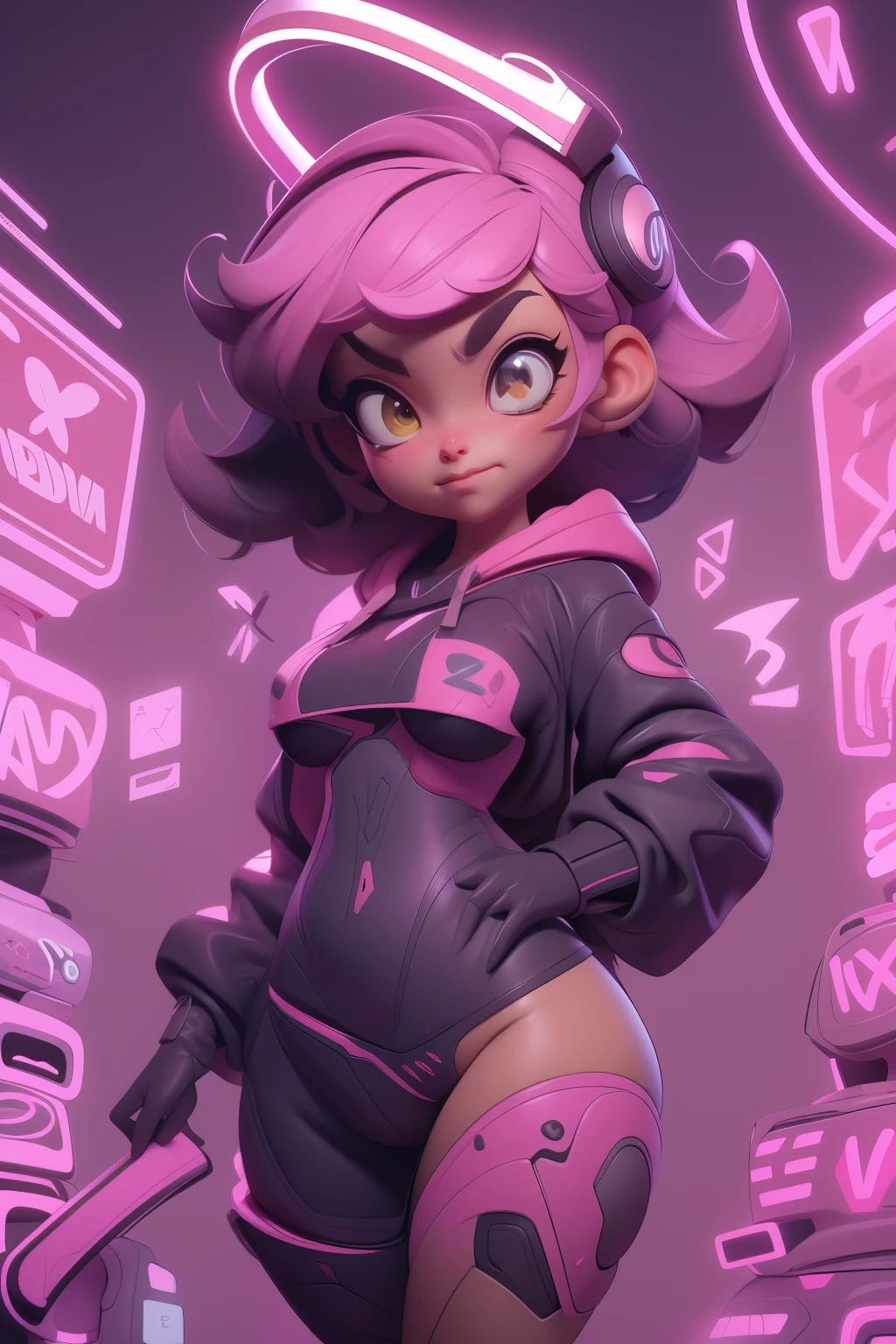 um close de um personagem de desenho animado com uma roupa rosa e fones de ouvido, Ilya Kuvshinov. 4k, estilo anime 4k, digital artwork 4k, arte digital detalhada fofa, Estilo de arte : Ilya Kuvshinov, Ilya Kuvshinov style, estilo anime. 8k, Arte detalhada de alta qualidade 8k, anime estilizado