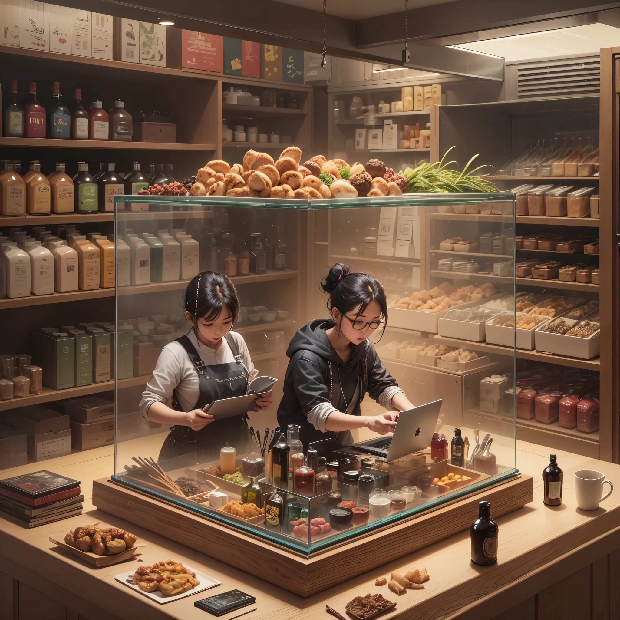 Toy display cabinet，Isometric，Super fine，hyper-realistic，masterpiece，8k，best quality，