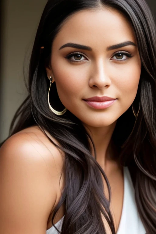 un primer plano de una mujer con cabello largo con aretes de oro, hermosa cara latina, mujer hermosa, piel de oliva perfecta, hermosa mujer hermosa, hermosa cara atractiva, belleza asombrosa, hermosa mujer mexicana, foto de una mujer hermosa, Cara extremadamente hermosa, violeta myers, Cara impresionante, belleza asombrosa, olivia culpo, pelo negro y ojos verdes, mujer impresionante