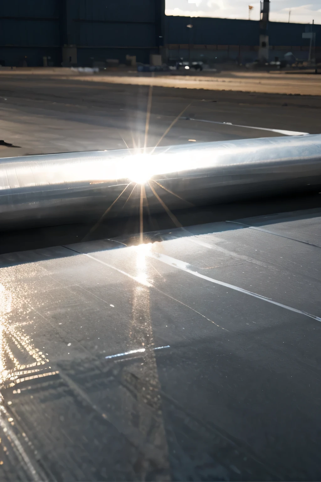 Create a realistic of a steel sheet and little sunlight reflecting from it for the background image for a website of a steel related company
