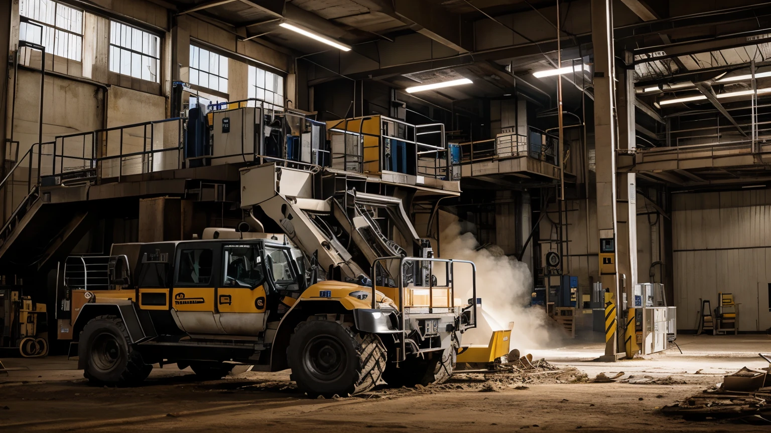 Crie uma imagem de uma industria, and the importance of safety in machines
