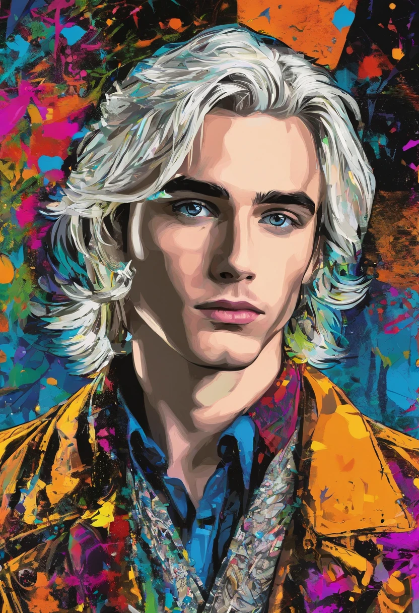 (Best quality,Realistic,A high resolution,Masterpiece:1.2),Ultra-detailed,(Realistic,Photorealistic,photo-realistic:1.37),Professional portrait photography,Boy with long irish foxy and silver hair ,Stylish, Colored highlighting,Moody lighting,schoolboy