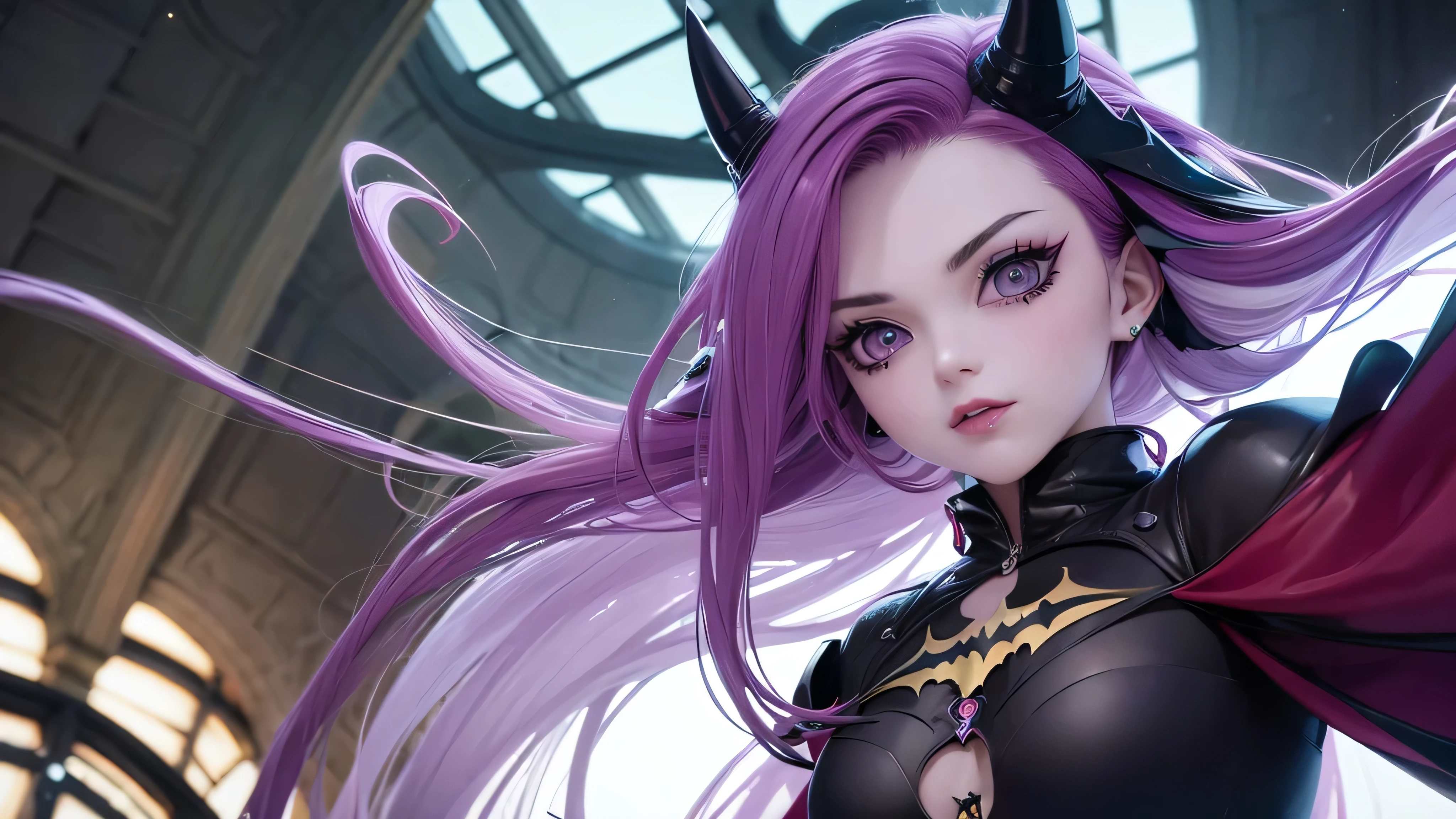 (obra de arte) (ultrarealista) menina de anime, coringa, batman