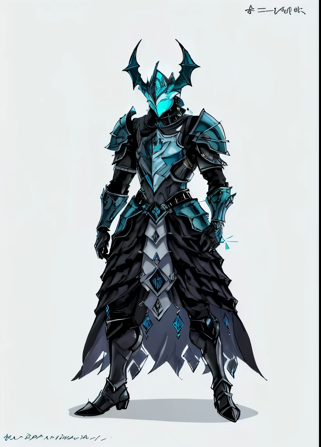 um close up de uma pessoa em um traje com uma espada, pale armadura azul, dragon inspired armadura azul, very stylish armadura de fantasia, Armadura Conceitual, dressed in ethereal battle armor, dressed in ethereal armor, armadura azul, pale black armor, armadura de cristal de gelo, armadura de fantasia, draconic-looking armor, conceito de armadura de alma escura, armadura de cor prata azul e gelo