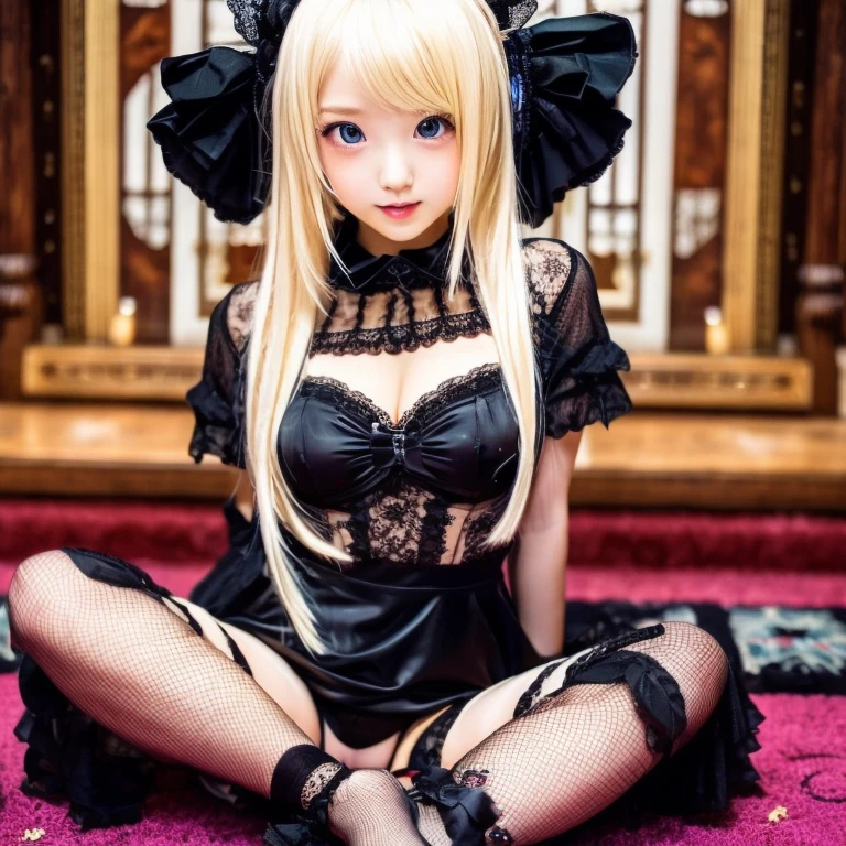 spread your legs、Upbeat expression、wet、blonde、Gothic ta、beautiful girl