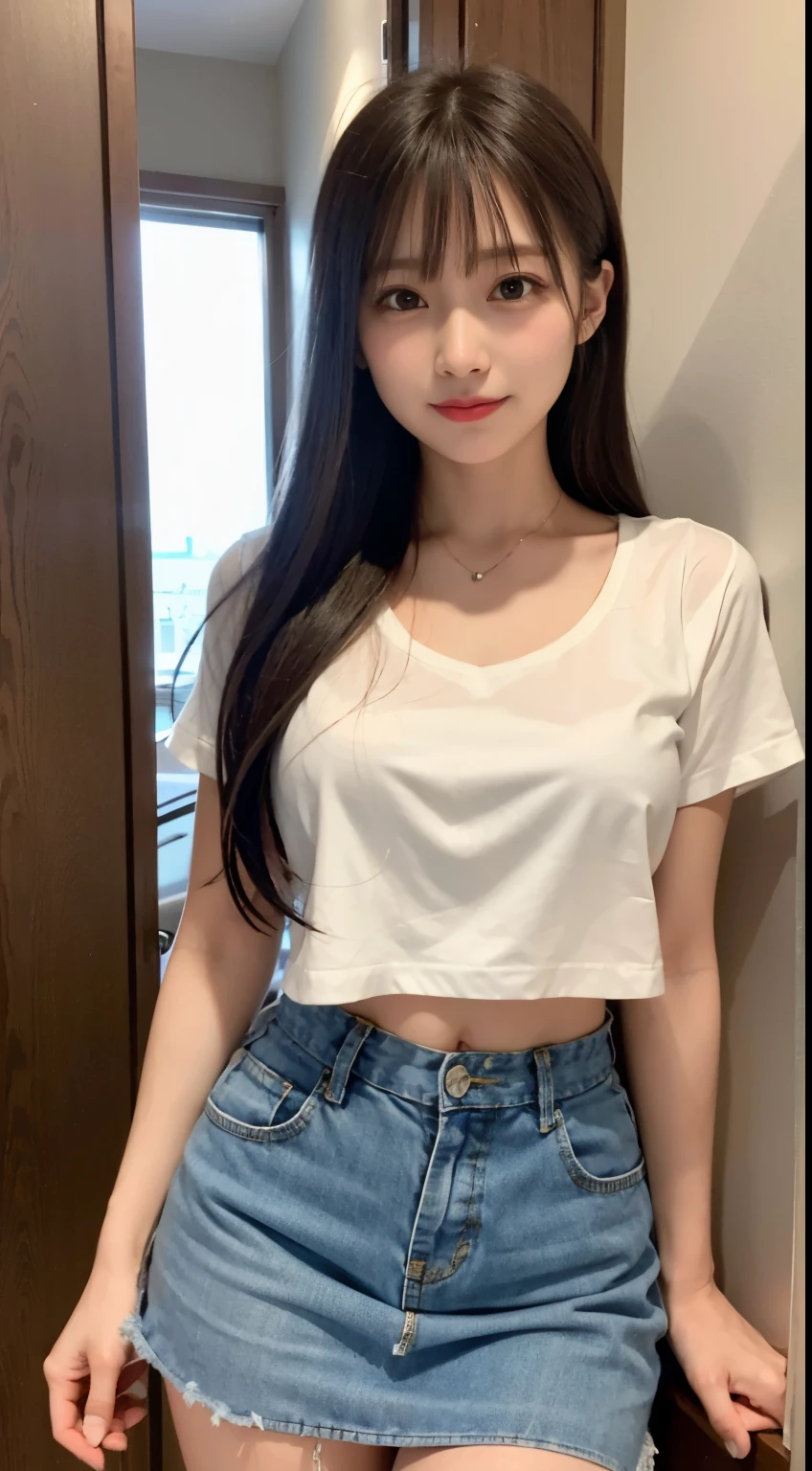 （（mid hair）））， high high quality， 8K， HDR， A high resolution， absurderes： 1.2， photography of， （RAW photogr： 1.2）， （realisticlying： 1.4）， （tmasterpiece： 1.3）， （complexdetails： 1.2）， 1 rapariga， 独奏， japanaese girl， Delicate and beautiful details， （Detailed eyes）， （detailedfacialfeatures）， petiittle breast）））， Toned skin， （ looking_at_viewer）， from_front， （being thin）， （best qualtiy： 1.4）， （hyper HD： 1.2）， cinematic ligh， （Extreme detail illustration）， （Gloss on lipest qualtiy，超A high resolution，depth of fields，Caustics，Wide light illumination，naturalshadow，85mm，f / 1.4，ISO 200，1/160 seconds：0.75），1个Giant Breast Girl，独奏，（（Women's shirts）））ssmile，校服，a skirt，office room，Neat and clean clothes，乃木坂アイドル，hposing Gravure Idol，pubic hair beauty