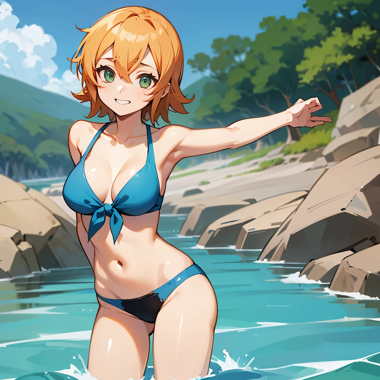 Nami a la plage sans maillot de bain
