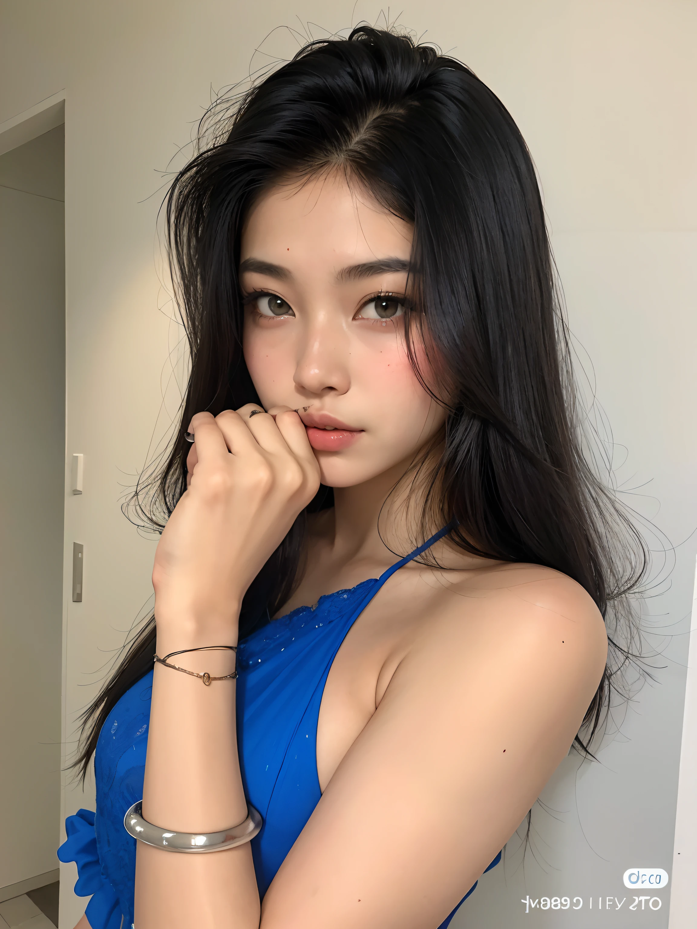 mulher arafed com cabelo preto longo e vestido azul posando para uma foto, 18 anos, Beautiful Asian girl, gorgeous chinese model, Beautiful Asian woman, 1 6 anos, an Asian woman, foto de uma mulher bonita, Asian girl, com cabelos longos e olhos penetrantes, com pele azul, 19-year-old girl, asian features