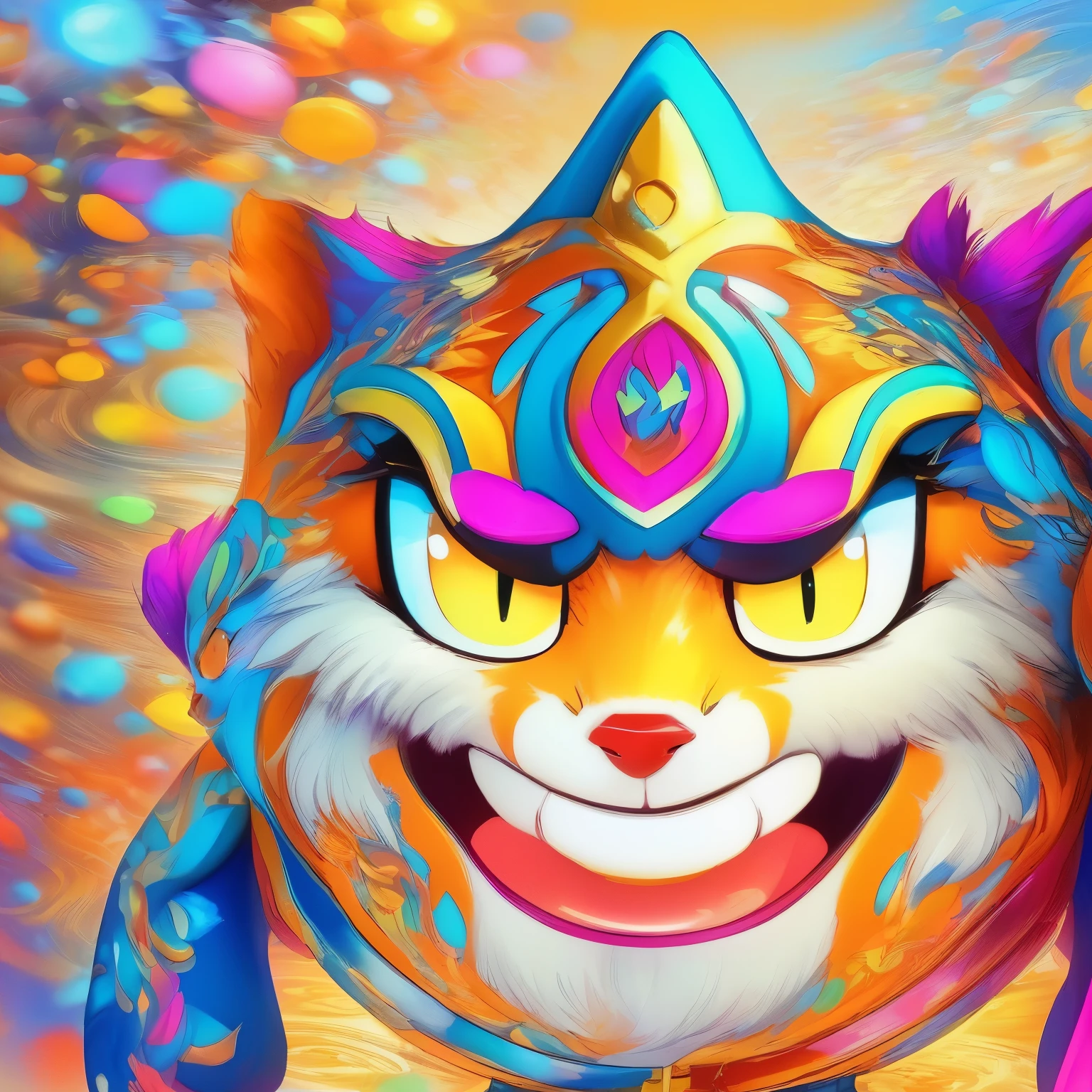 Bright colored cat with brush and hat, cute detailed digital art, rossdraws cartoon vibrant, mascot illustration, adorable digital paintings, full art illustration, furry digital art, colorful digital painting, colorfull illustration, colorful! Character Design, colorful concept art, furry fantasy art, highly detailed digital paintings, super colorful, vivid digital paintings, Art Station Painting, splash art