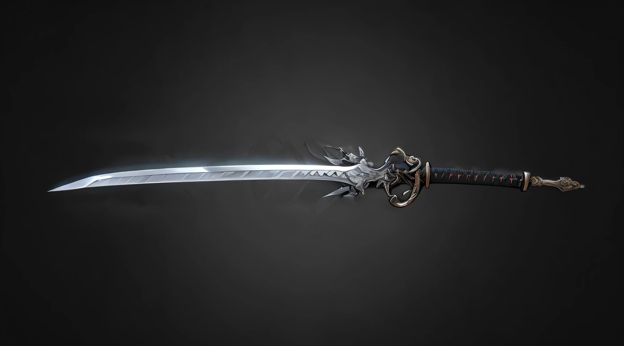Black handle, sword hilt tied with thread