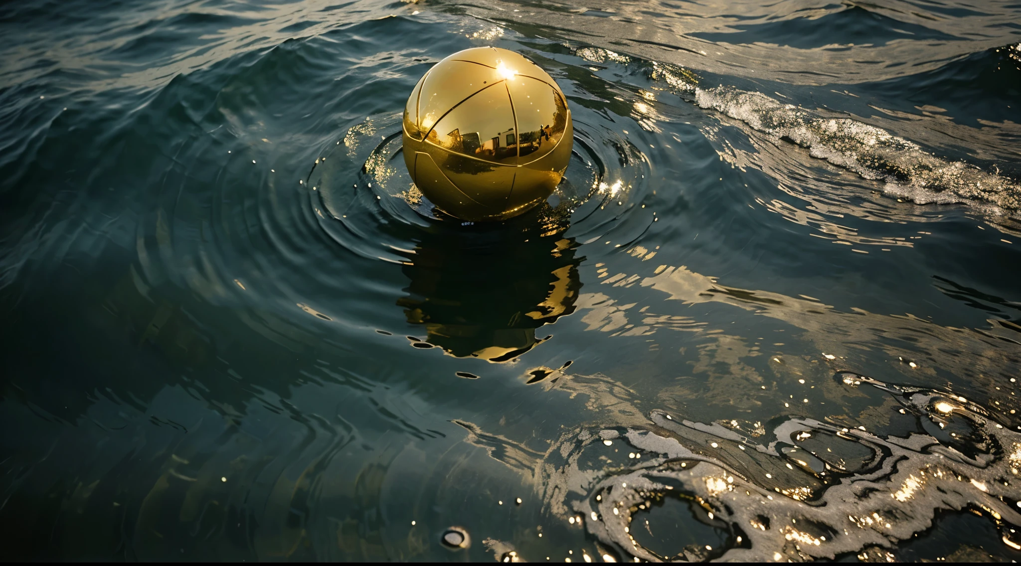 golden ball floating in the sea