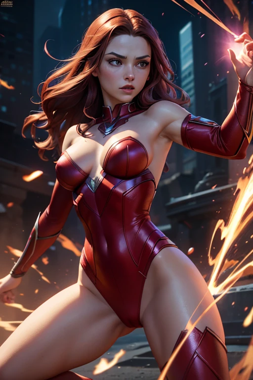 girl, superhero Scarlet Witch Wanda Maximov, combat stance, highly detailed, vibrant appearance, creative behavior, imaginative, , spontaneous, small breasts, sexi, naked breasts, topless, revealing, highest quality, skin texture, intricate details, (cinematic lighting), RAW photo, 8k, masterpiece,best quality,ultra-detailed,very detailed illustrations,extremely detailed,intricate details,highres,super complex details,extremely detailed 8k cg wallpaper