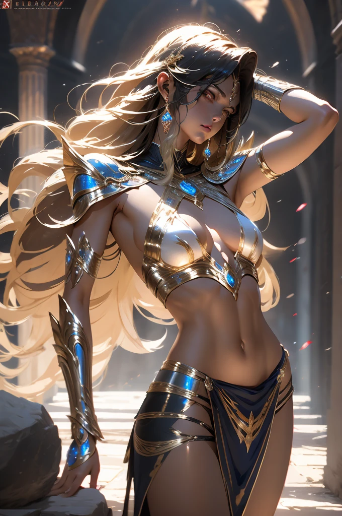 Saint Seiya, diosa Atenea, de las peligrosas Arenas de Mordor, como se ve en artstation, 4k, ultra realista, tendencia en artstation, renderizado de octanaje, Motor irreal, muy detallado,