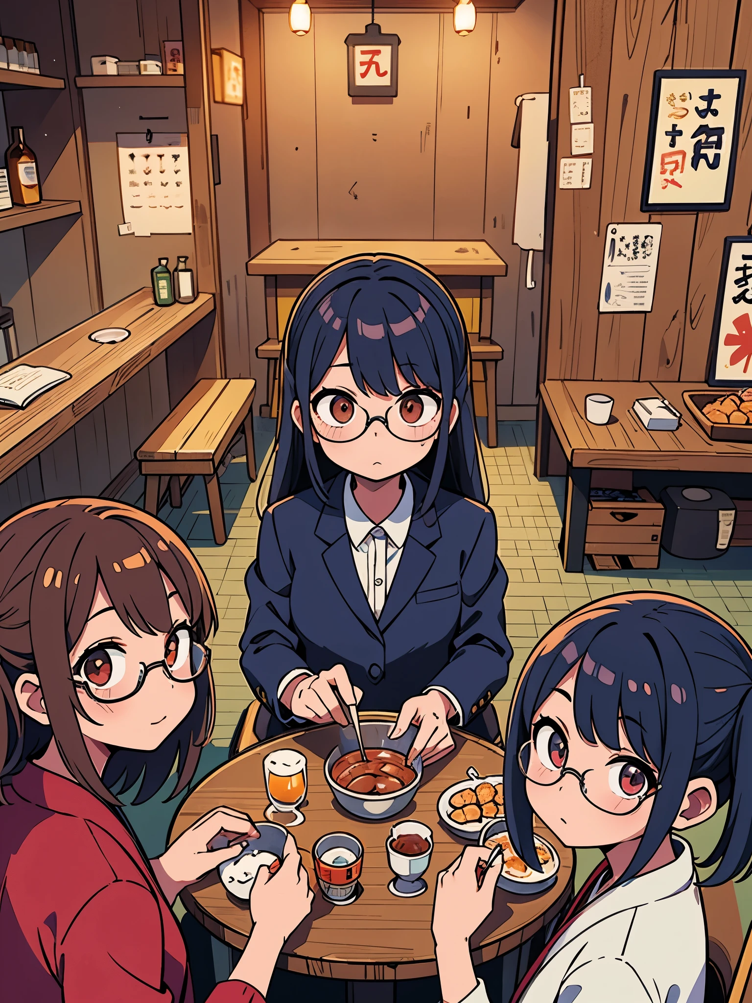 izakaya、4 people、Girls、fun atmosphere、OL、suit、Beer mug、Tobacco、Yakitori、Exalted、speak、Glasses