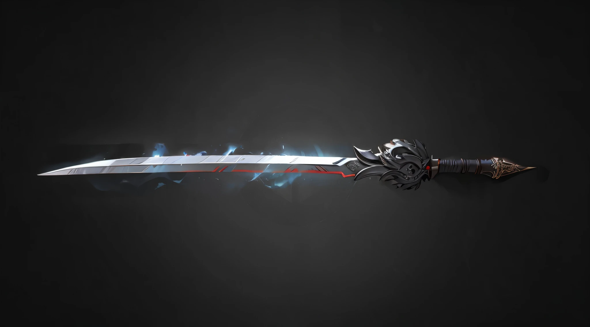 Black sword hilt, handle tied with threads 
