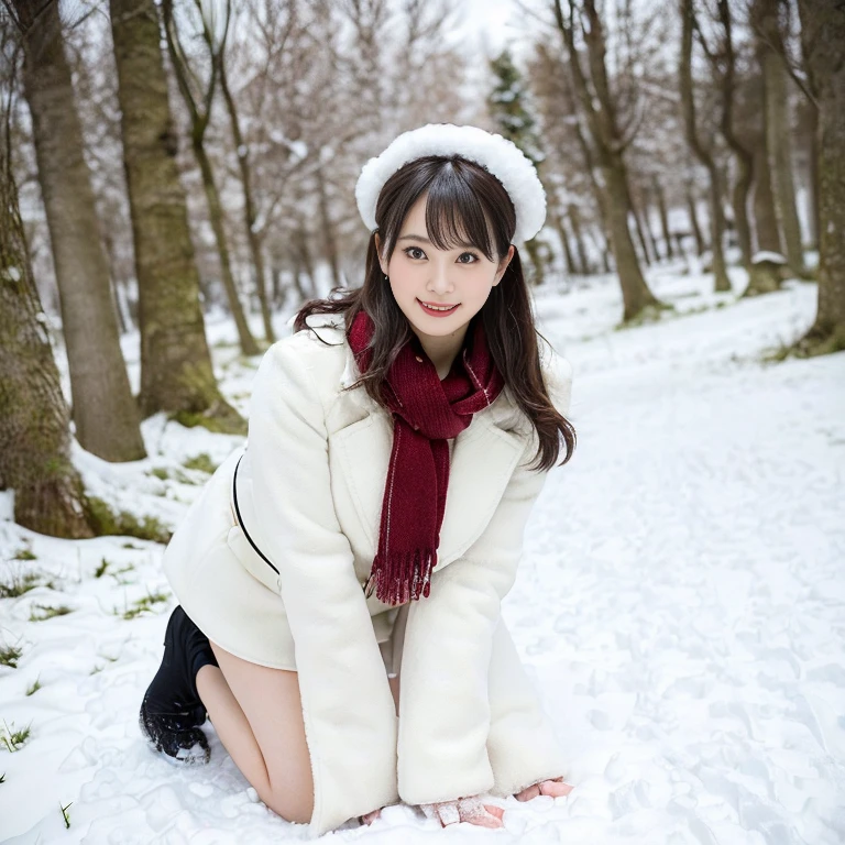 ((group photo:1.37, 2 girls:1.3, playing around in snowy field in forest:1.3, holding cute snow rabbit:1.5)), Nordic, ((matured girl wearing Sexy white outfits:1.3, cable knit sweater:1.3, close to viewers:1.37, harass sexually:1.25)), a matured woman with long black hair and a white outfit, white winter coat with bore, knit scarf, green ribbon, knee length long boots, white and green winter outfits, Christmas wreath, white bags on a sled, wearing dark green pencil skirt:1.3, full bodyesbian, fine details, beautiful anime illustration, 26 years old, (milf:1.air:1.5)), (sfw:1.25), (sagging breast, fuge breasts, big tits, thin waist, big ass:1.2), Raised sexy, (dark mahogany medium short hair, updo, hair over one eye, asymmetric hair, Carly hair, low tied braidusulman, white Headscarfs, hair bands, head vandage, Turban), (ultra high resolution, 8K RAW photo, photo realistics, thin outline:1.3, clear focuest qualtiy, natural lighting, textile shading, blurry back ground, depth of field, bokeh, (Bright fine pupils:1.2, high detailed beautiful eyes with highlight:1.3, super detailed eyes, high detailed face), Red lip, fine realistic skins:1.1, looking at viewers:1.3, (dutch angle:1.3, full body:0.3, front view:0.6, tigh focus:1.3, from below:1.4), (multi posing:1.3, sexy posing:1.3, sitting on ground:1.4, kneeling:0.2, leaning forward:1.4), (seductive, laughing:1.4), centered image:0.2, (wearing white long coat with bore and clotheare breast:1.2), gold ornaments, rolling red clothes around waist, dark brown long leather boots:1.3, translucent lace pantyhose), (((correct anatomy:1.5, perfect hands:1.5, ideal ratio body proportions:1.37))), (in a night:1.3), outdoors:1.6, under starry sky:1.2,