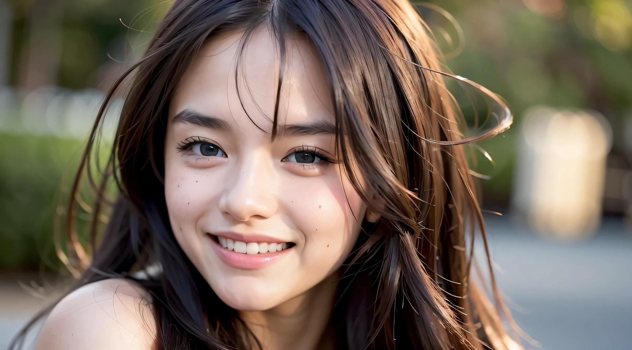 (realistic, photo-realistic:1.37),(8K, RAW photo, highest quality, masterpiece:1.2), cute, Super detailed,heart shaped eyes,Physically based rendering, ultra high resolution, looking at the viewer,photorealistic,realistic, alone, photorealistic, highest quality,highly detailed face,highly detailed eyes and face, beautiful and detailed eyes,confused, incredibly confused,unforgettable smile,Childish look,messy hair, floating hair,face to face with the children_v1:0.2, close up of face