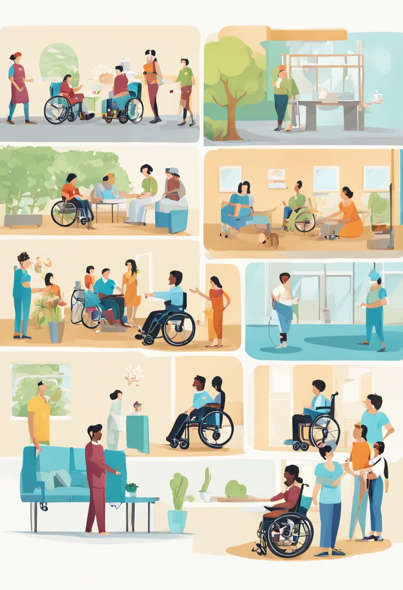 disabled people,care,rehabilitation,people,patients,rehabilitation center,medical facility,dedicated staff,residential complex,adaptive equipment,therapeutic exercises,emotional support,physical therapy,mobility aids,friendly environment,specialized training,equal opportunities,improved quality of life,community integration,inclusive design,social inclusion,outdoor therapy spaces,accessible facilities,improved independence,positive reinforcement,nurturing environment,compassionate care,patient empowerment,progressive therapies,holistic approach,innovative techniques,assistive technology,user-centered care,individualized treatment plans,ongoing support,patient advocacy,therapeutic partnerships,recovery journey,resilience and determination,positive outcomes,personal growth,optimistic atmosphere,collaborative team,multi-disciplinary approach,progress tracking,continuous improvement,SMPD (Specialized Medical Physical Disabilities) unit,home-like surroundings