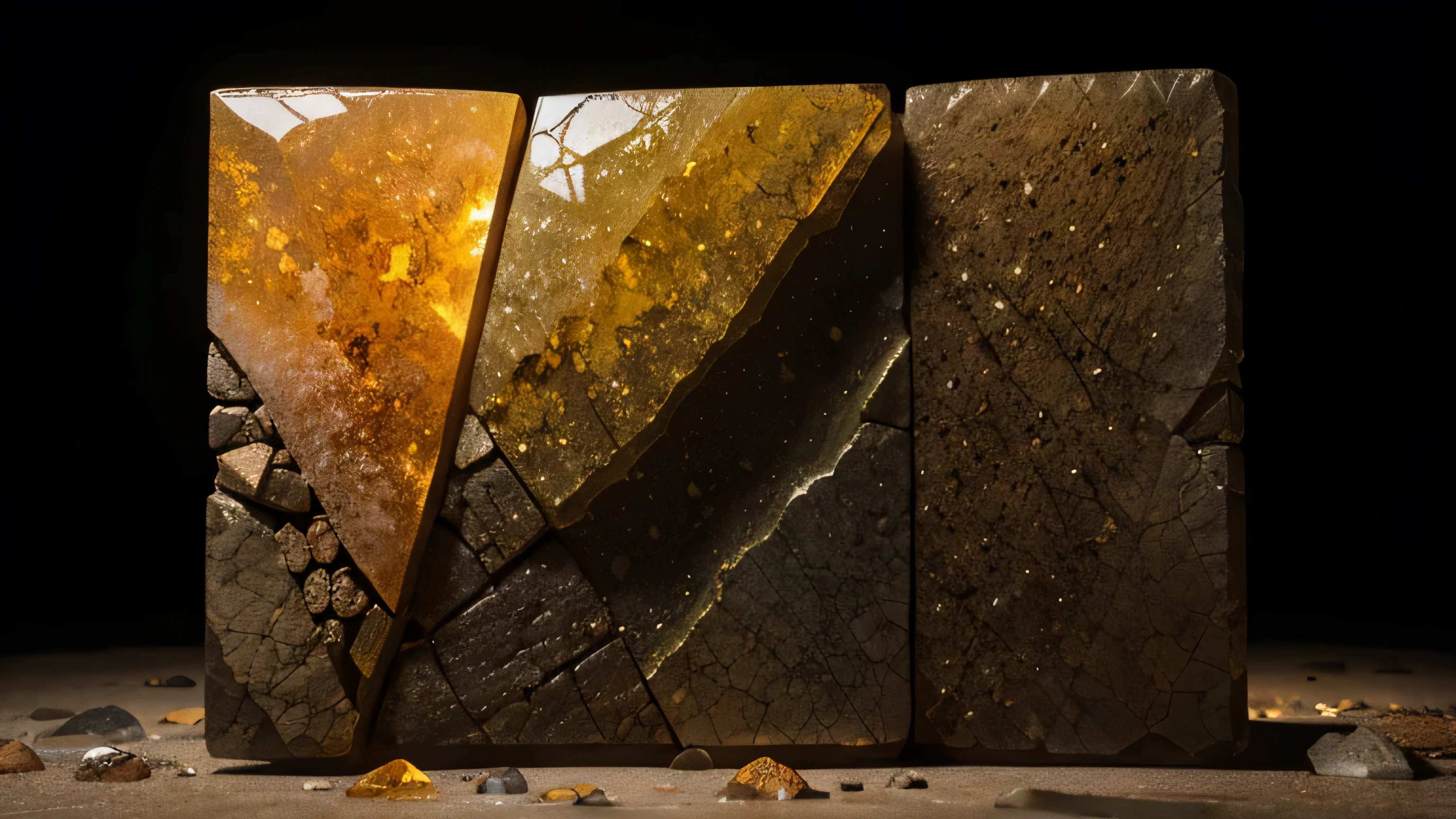 Ancient Book, seemingly, turned to stone, serves as a unique canvas, on which many extraordinary minerals grow.. These Minerals Show a Spectacular Gradient., from creamy sand shades, sometimes with shades of reddish-orange and slightly brown., everything shows off a glossy texture, geode-like, on a soft yellow background.. Noticeably, minerals include HD Lighting Ridge stones and Burmese tourmaline., creating an enticing scene. This petrified book, on the cover there is a prominent word “Contacts”, acts as a catalyst for the growth of these fascinating minerals. The book is surrounded by numerous fragments of similar stones and dust.., evoking an image, in which these minerals arose organically. The background has a soft yellow tint., lacks deep tones, looks like an alien landscape. The predominant color scheme of the painting is creamy sand tones., sometimes mixed with reddish orange and brown., isolated against a background of glowing yellow glow, carefully creating a breathtaking gradient. Despite the lack of dark shades, glow, coming from the stones, remains tangible, adding an enchanting charm to this intriguing picture.