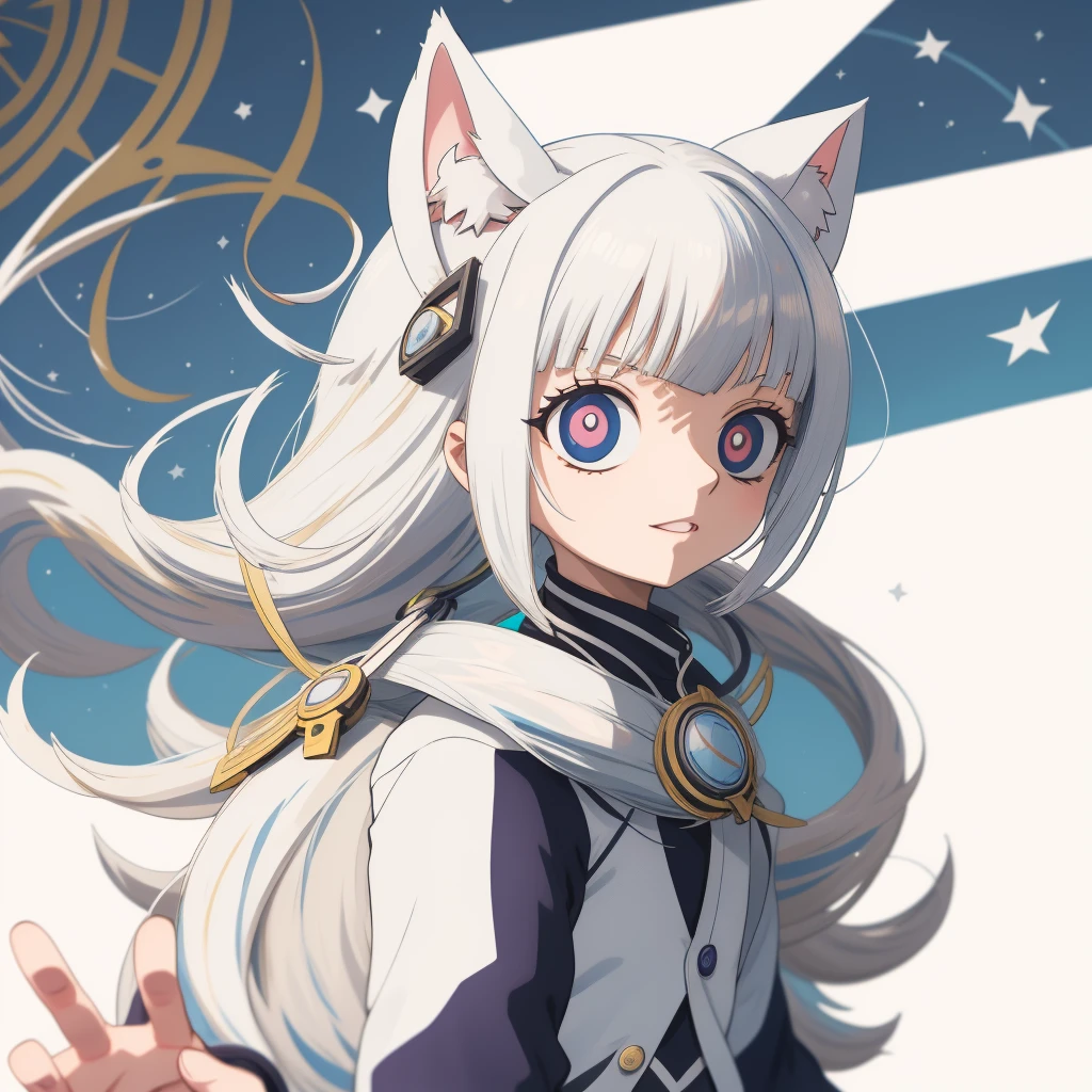 garota de anime com fones de ouvido e gravata, estilo de arte anime moe, estilo anime plano shading, menina gato branco, estilo anime plano, em estilo anime, estilo anime 2d, anime estilizado, perfect cabelos brancos girl, estilo de arte desconhecido, cabelos brancos, Garota anime com orelhas de gato, holo, uma garota lobo, Menina com cabelo branco, Mudar