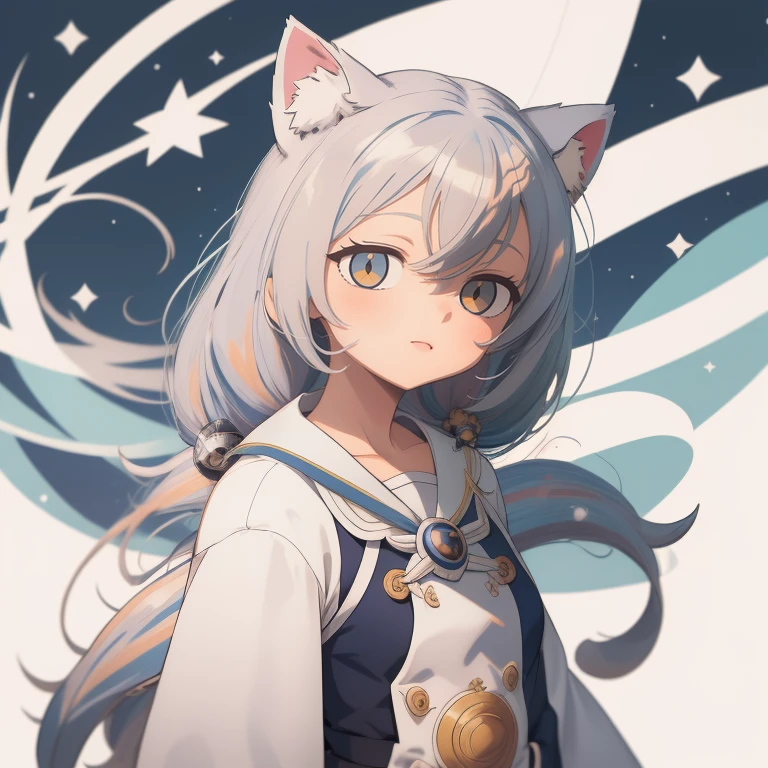 garota de anime com fones de ouvido e gravata, estilo de arte anime moe, estilo anime plano shading, gato branco, estilo anime plano, em estilo anime, estilo anime 2d, anime estilizado, perfect cabelos brancos girl, estilo de arte desconhecido, cabelos brancos, Garota anime com orelhas de gato, holo, uma garota lobo, Meninaabelo branco, Mudar