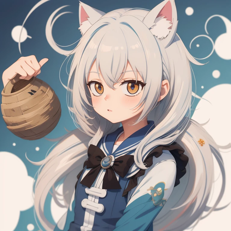 garota de anime com fones de ouvido e gravata, estilo de arte anime moe, estilo anime plano shading, gato branco, estilo anime plano, em estilo anime, estilo anime 2d, anime estilizado, perfect cabelos brancos girl, estilo de arte desconhecido, cabelos brancos, Garota anime com orelhas de gato, holo, uma garota lobo, Meninaabelo branco, Mudar