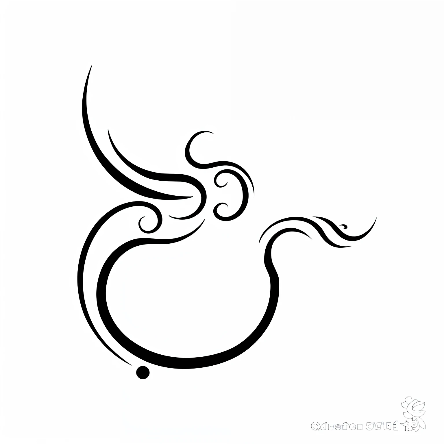 Close-up of black and white drawing of a bird, exquisite line art, minimalist line art, thick vector line art, Orm, clean line art, tattoo, line art, stylized silhouette, line drawing tattoos, Line vector art, line art illustration, Inspired by《Qiu Wen Tianjiang》, black ink outline, thick line art