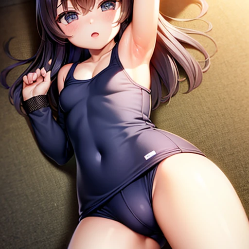 sexy、small breasts、school swimwear、、share、開脚、クロッチ