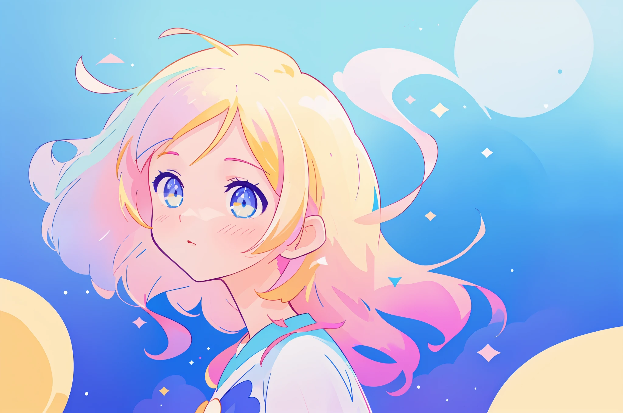 beautiful anime girl, portrait, vibrant pastel colors, (colorful), magical lights, long flowing colorful hair, inspired by Glen Keane, inspired by Lois van Baarle, disney art style, by Lois van Baarle, glowing aura around her, by Glen Keane, jen bartel, glowing lights! digital painting, flowing glowing hair, glowing flowing hair, beautiful digital illustration, fantasia background, whimsical, magical, fantasy, beautiful face, ((masterpiece, best quality)), intricate details, highly detailed, sharp focus, 8k resolution, sparkling detailed eyes, liquid watercolor
