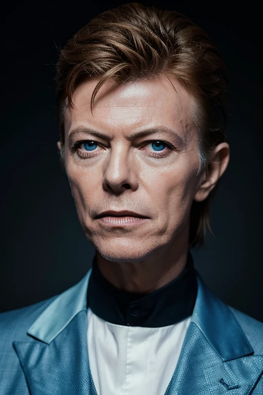 david bowie, color suit blue, portrait of david bowie