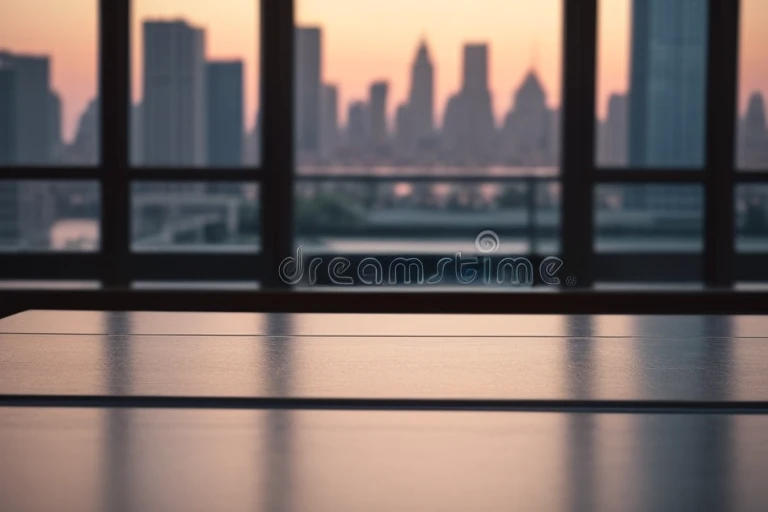 stunning slick chromed metallic table top surface view  with the manhattan iconic view at night,  background, awesome professional stock photo best quality, 8k, low view, panoramic background, sharp close-up table top surface 