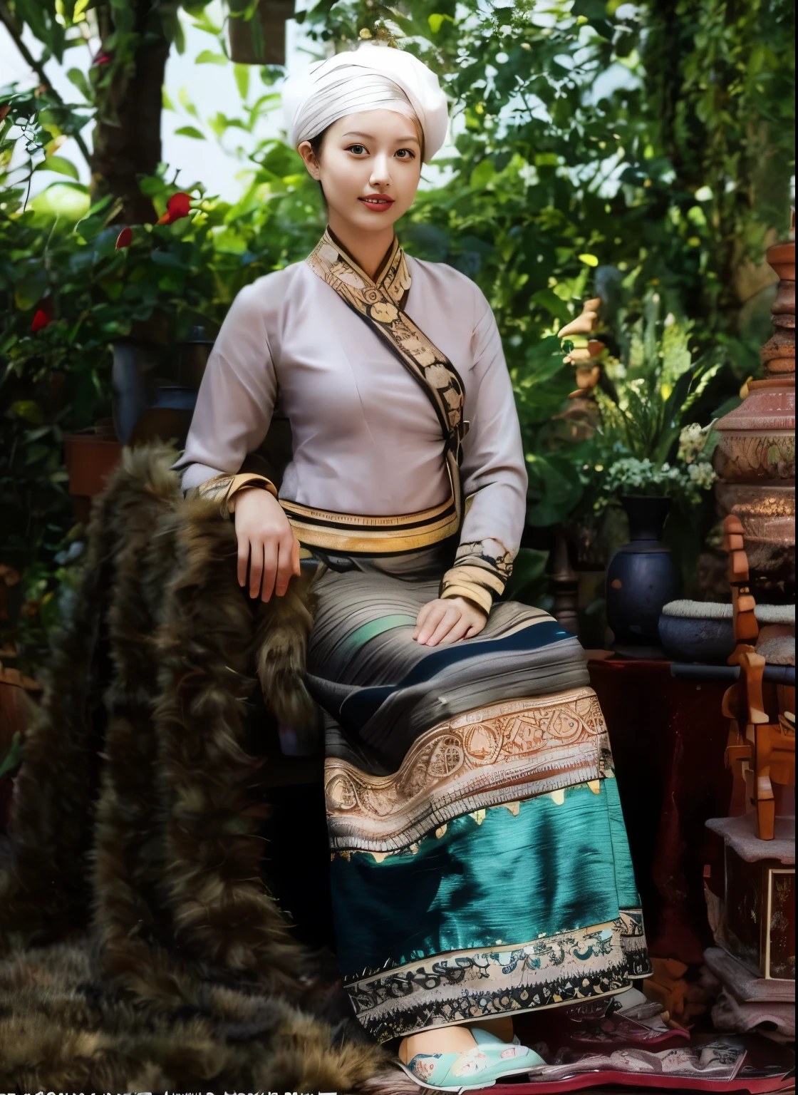 (best quality,4k,8k,highres,masterpiece:1.2),ultra-detailed,(realistic,photorealistic,photo-realistic:1.37),clear lines,light and dark photography,canon photography,crystal clear,detailed eyes and lips,beautiful woman,Tai dress,Shan dress,traditional dress,slim fit dress,Pretty Buttocks, long Hair, Instagram Pattern Pose, standing cute pose, confident, slim girl, big tits:1.2, perfect anatomy, perfect symmetry:1.2, Realistic, realistic face:1.3, perfect face, content, confident, very detailed, and dramatic, cinematic lighting, Lighting scene, soft lights
graceful movement, full body photography, (((masterpiece :1.5))), vibrant colors,exquisite embroidery,detailed patterns,graceful posture,serene expression,natural lighting,rich textures,depth and dimension,warm color tones,gorgeous background scenery,beautiful garden,floral elements,fine brushstrokes,artistic composition,natural poses,photogenic,model-like appearance, full body photography, photorealistic ...